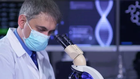 Scientist And Microscope Video stock 202147677
