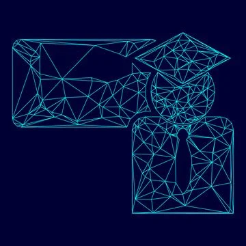 Scientist at the board low poly triangulation triangulated polygonal electric Illustrazione stock