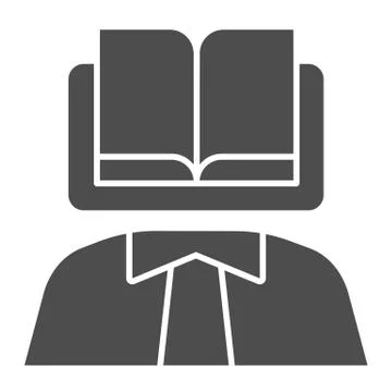 Scientist book solid icon. Knowledge book as a head of person body 스톡 일러스트
