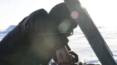 Scientist carrying out work in Arctic Circle Stock Footage 86895810