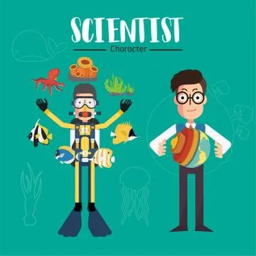 Scientist character Illustrazione stock