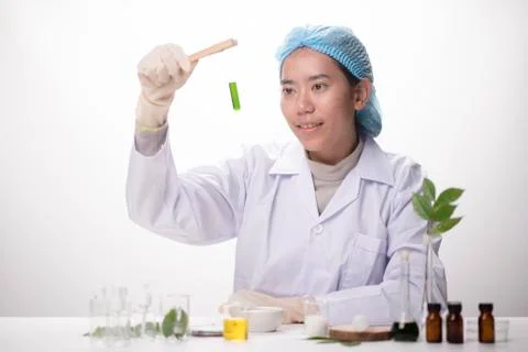 Scientist checking with test tube. analyzing concept Foto stock