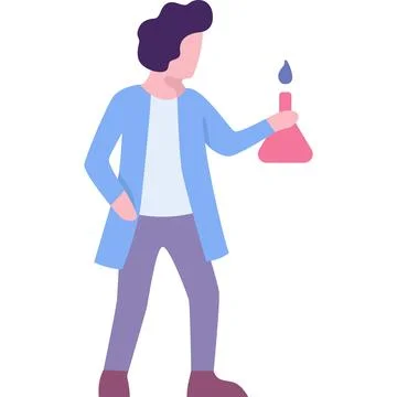 Scientist with chemical flask vector icon isolated Stock Illustration