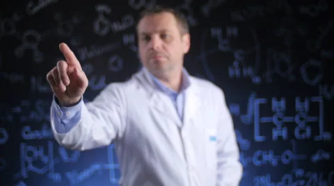 Scientist chemist working with virtual screen Stockbeeldmateriaal 59937925