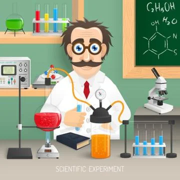 Scientist In Chemistry Lab Stock Illustration