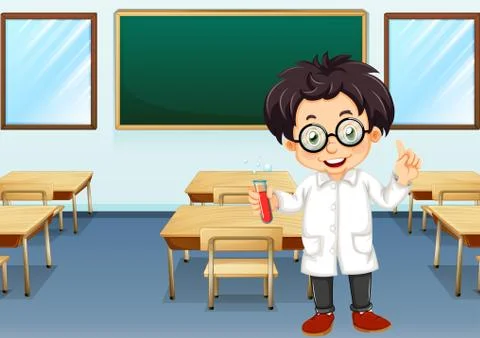 Scientist in classroom Stock Illustration