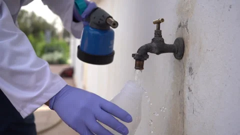 Scientist in Collecting Tap Water Sample for Environmental Laboratory Testing Vídeos de archivo 334941427