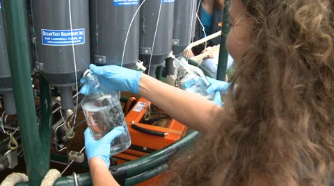 Scientist collecting water in rosette CTD Vídeos de archivo 36444879
