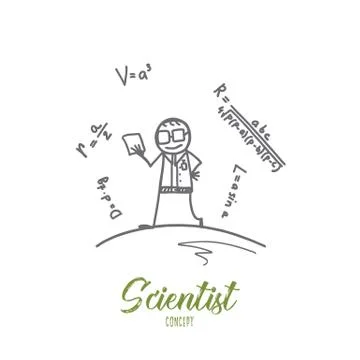 Scientist concept. Hand drawn isolated vector Stock Illustration