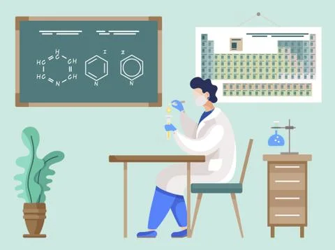 Scientist Conducting Research in Laboratory Vector Ilustração Stock