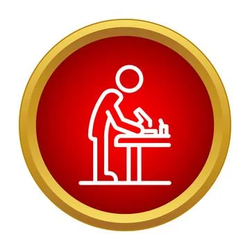Scientist conducting research with microscope in laboratory icon Stock Illustration