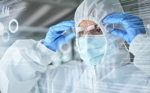 Scientist, data and 3D animation at work with graph, chart and analytics Stock Photos