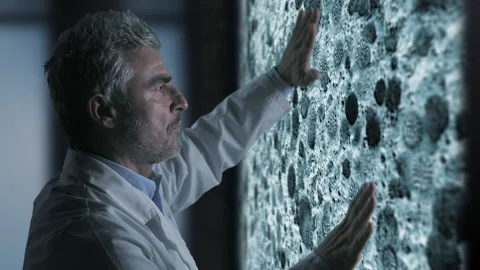 scientist doctor using touchscreen graph... | Stock Video | Pond5