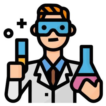 Scientist doing experiments with chemicals Ilustração Stock