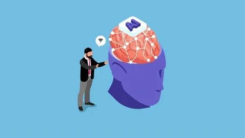 Scientist doing make digital brain with neural networ Stock Footage 209168744