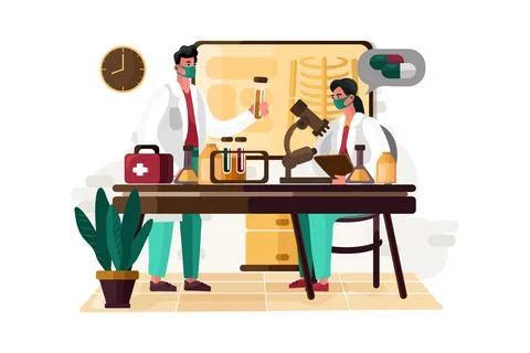 Scientist doing research Illustration Ilustração Stock