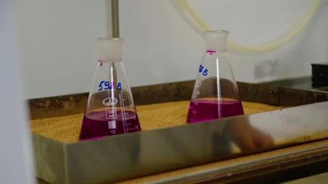A scientist doing research with test tubes in the laboratory Stockbeeldmateriaal 275184990