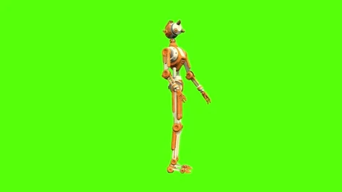 Scientist Droid Getting Hit left Normal Green Screen Animation 4K Rendering Video stock 263864871