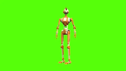 Scientist Droid Getting Hit Right Normal Green Screen Animation 4K Renderi Stock Footage 263864861