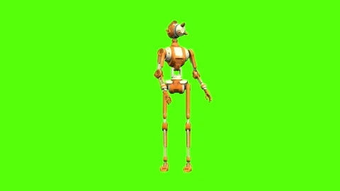Scientist Droid Getting Hit Right Normal Green Screen Animation 4K Renderi Stock Footage 263864863