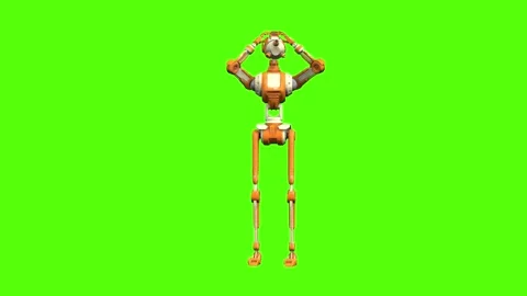 Scientist Droid Getting Hit Right Hostage Green Screen Animation 4K Renderin Stock Footage 263864865