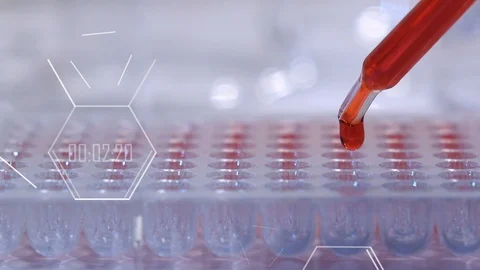 Scientist dropping chemical solution for analyzing in laboratory Stock Footage 90536755