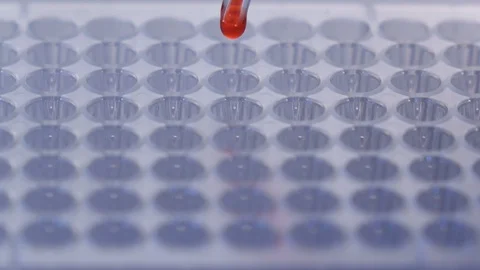 Scientist dropping chemical solution for analyzing in laboratory Stock Footage 90537581