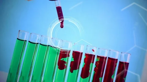 Scientist dropping chemical solution for analyzing :  for testing in laboratory Stock Footage 93011527