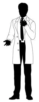Scientist Engineer Inspector Man Silhouette Person Stock Illustration