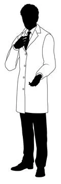 Scientist Engineer Inspector Man Silhouette Person Stock Illustration