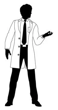 Scientist Engineer Inspector Man Silhouette Person Stock Illustration