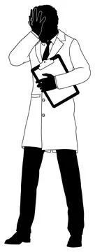 Scientist Engineer Inspector Upset Man Silhouette Illustrazione stock