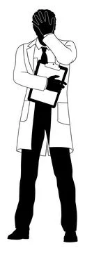 Scientist Engineer Inspector Upset Man Silhouette Illustrazione stock