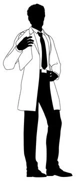 Scientist Engineer Survey Clipboard Man Silhouette Stock Illustration