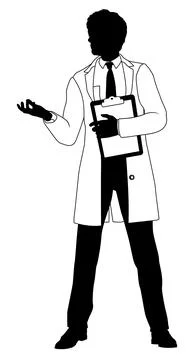 Scientist Engineer Survey Clipboard Man Silhouette Stock Illustration