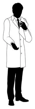 Scientist Engineer Survey Clipboard Man Silhouette Stock Illustration