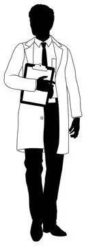 Scientist Engineer Survey Clipboard Man Silhouette Stock Illustration