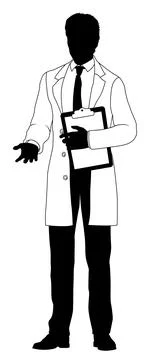 Scientist Engineer Survey Clipboard Man Silhouette Stock Illustration