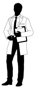 Scientist Engineer Survey Clipboard Man Silhouette Stock Illustration
