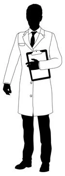 Scientist Engineer Survey Clipboard Man Silhouette Stock Illustration