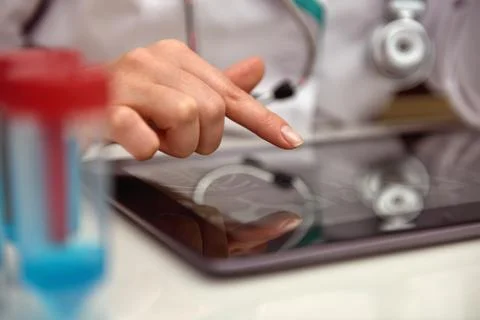 Scientist Examines X-ray Stock Photos