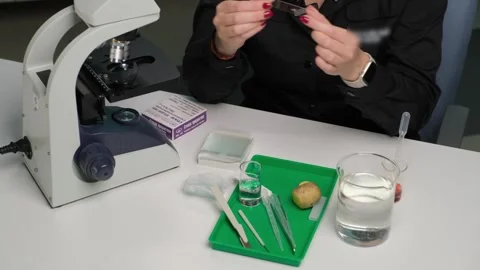 Scientist Examining Sample Under Microscope Stock Footage 302888935