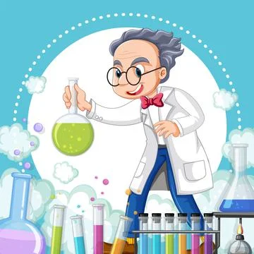 A scientist experiment in the lab on template Stock Illustration