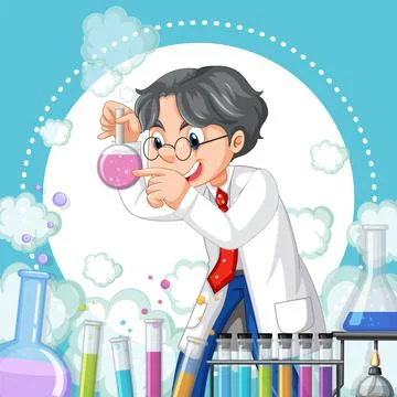 A scientist experiment in the lab on template Stockillustratie