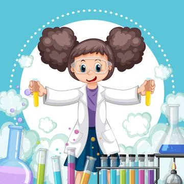 A scientist experiment in the lab on template Stock Illustration
