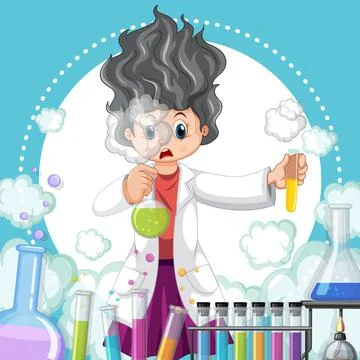 A scientist experiment in the lab on template Stock Illustration