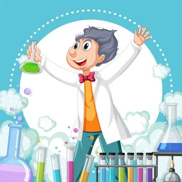 A scientist experiment in the lab on template Stock Illustration