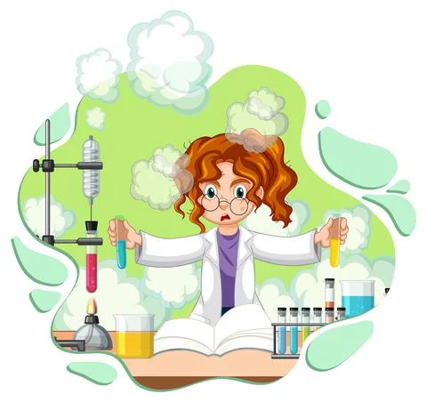 A scientist experiment in the lab on white background 스톡 일러스트