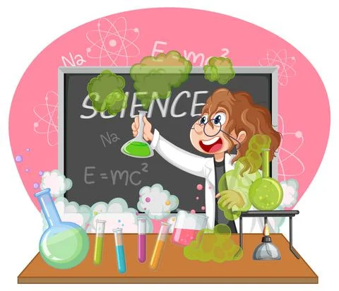 A scientist experiment in the lab on white background 스톡 일러스트
