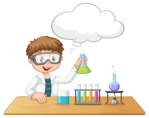 A scientist experiment with speech bubble Stock Illustration